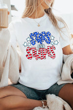 Stars and Stripes Round Neck Short Sleeve T Shirt
