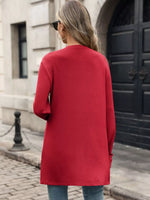 Ruched Pocket Open Front Cardigan
