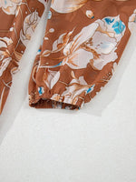 Smocked Printed Long Sleeve Tiered Dress
