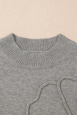 Flower Pattern Ribbed Trim Short Sleeve Boxy Sweater