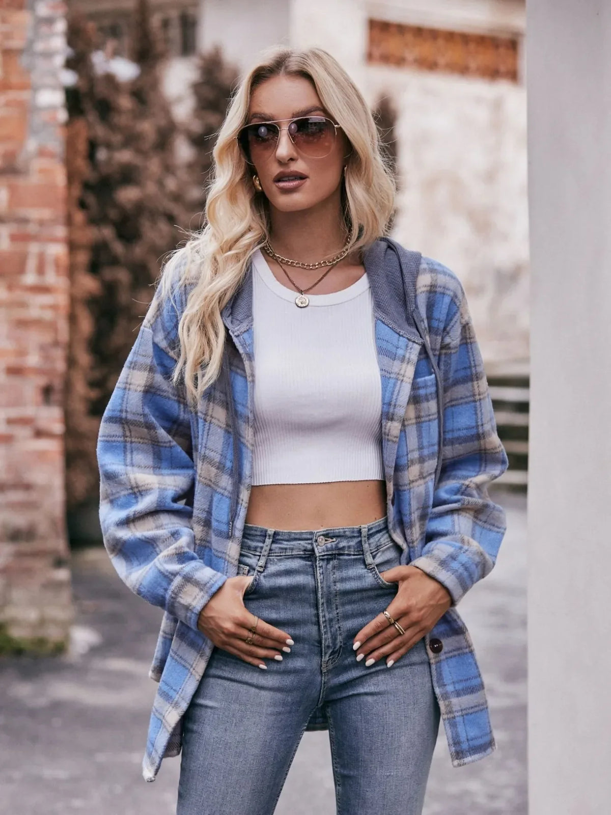 Oversized Plaid Button Up Shacket