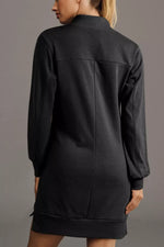 Zip Front Long Sleeve Sweatshirt Dress