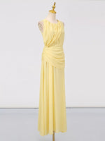 Sleeveless Ruched High-Slit Maxi Dress