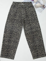 Leopard Print High Waist Barrel Jeans