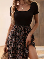 Floral Print Short Sleeve Mini Dress