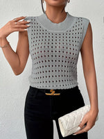 Hollow Out Round Neck Knit Tank