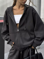 Oversized Zip-Up Hoodie and Wide-Leg Pants Set