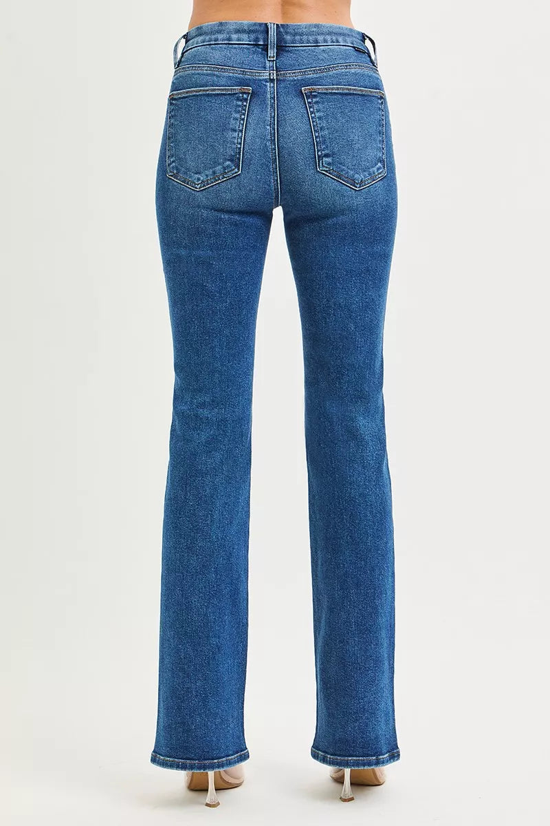 RISEN High RiseBootcut Jeans With Distressed Details