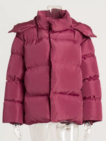 Pocketed Zip Up Hooded Puffer Jacket