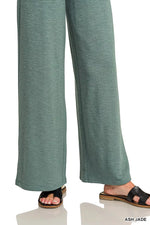 Zenana Cotton Slub Short Sleeve Tee and Pants Set