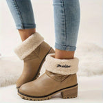 Round Toe Block Heels Boots