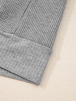 Waffle Splicing Zip Up Front Button Hooded Jacket