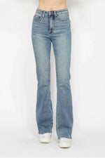 Judy Blue Full Size Tummy Control Back Embroidered Pocketed Bootcut Jeans Plus Size
