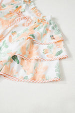 Floral Tie Neck Layered Short Sleeve Dress