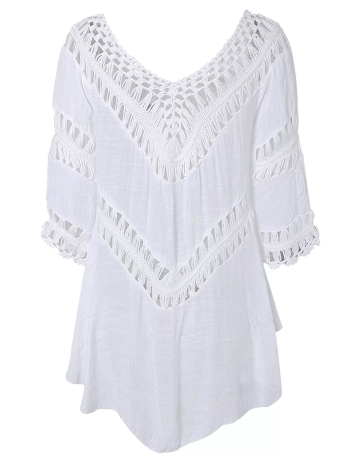 Crochet Trimmed Flowy Cover Up Dress