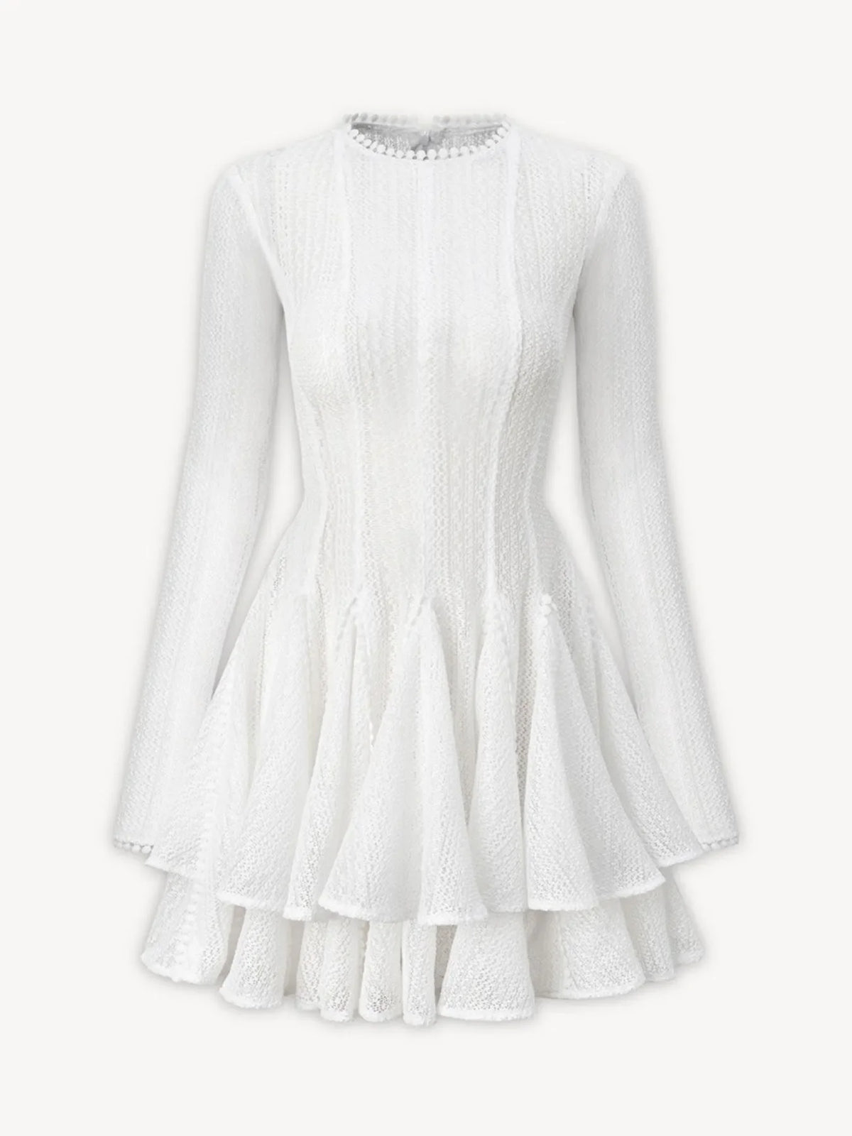 Layered Round Neck Long Sleeve Dress
