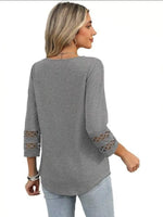 Full Size V-Neck 3/4 Sleeve T-Shirt Plus Size