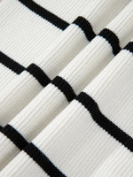 Stripe Scalloped Edge Crew Neck Knit Tank Top