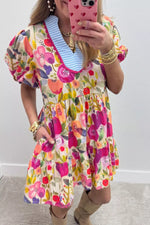 Floral Print Tiered Mini Dress