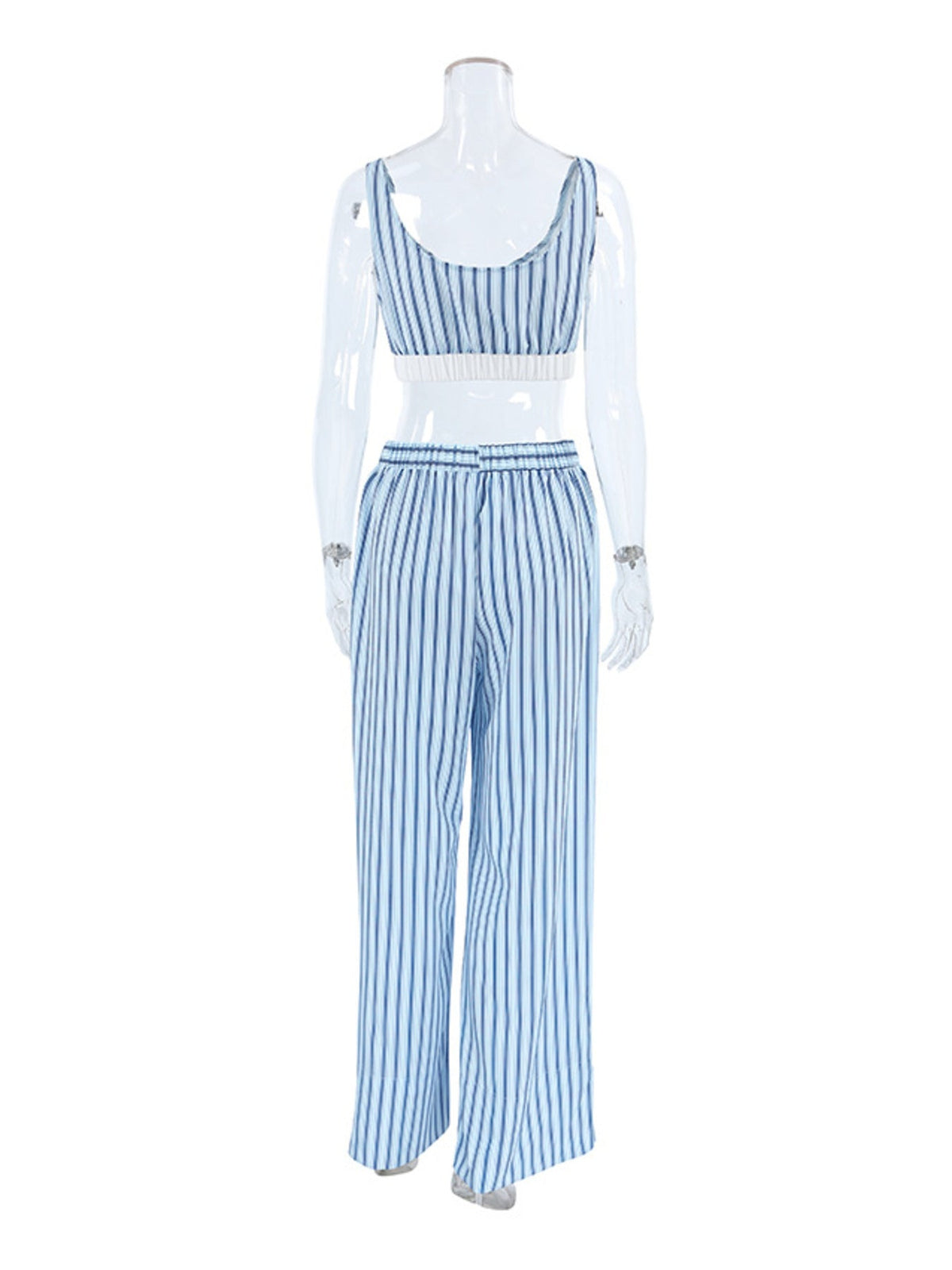 Striped Cami & Shirt and Pants Lounge Set