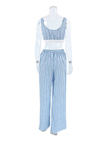 Striped Cami & Shirt and Pants Lounge Set