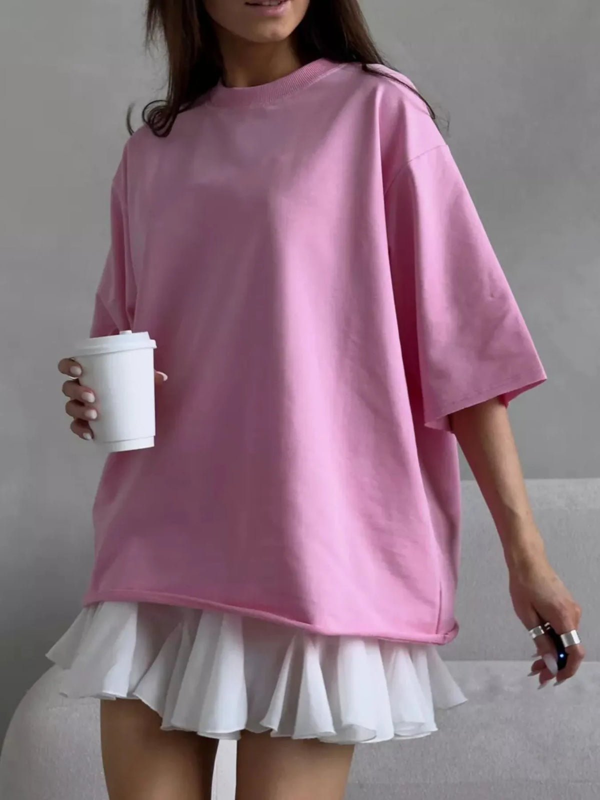 Round Neck Half Sleeve Oversized T-Shirt