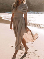 Full Size Deep V-Neck Maxi Dress with Side Slit Plus Size