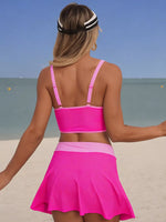 Contrast Trim Drawstring Swim Set