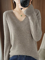 V-Neck Solid Color Sweater