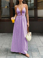 Striped Halter Neck Maxi Dress