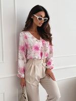 Floral V-Neck Long Sleeve Blouse