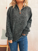 Quarter Zip Ribbed Hem Sweater