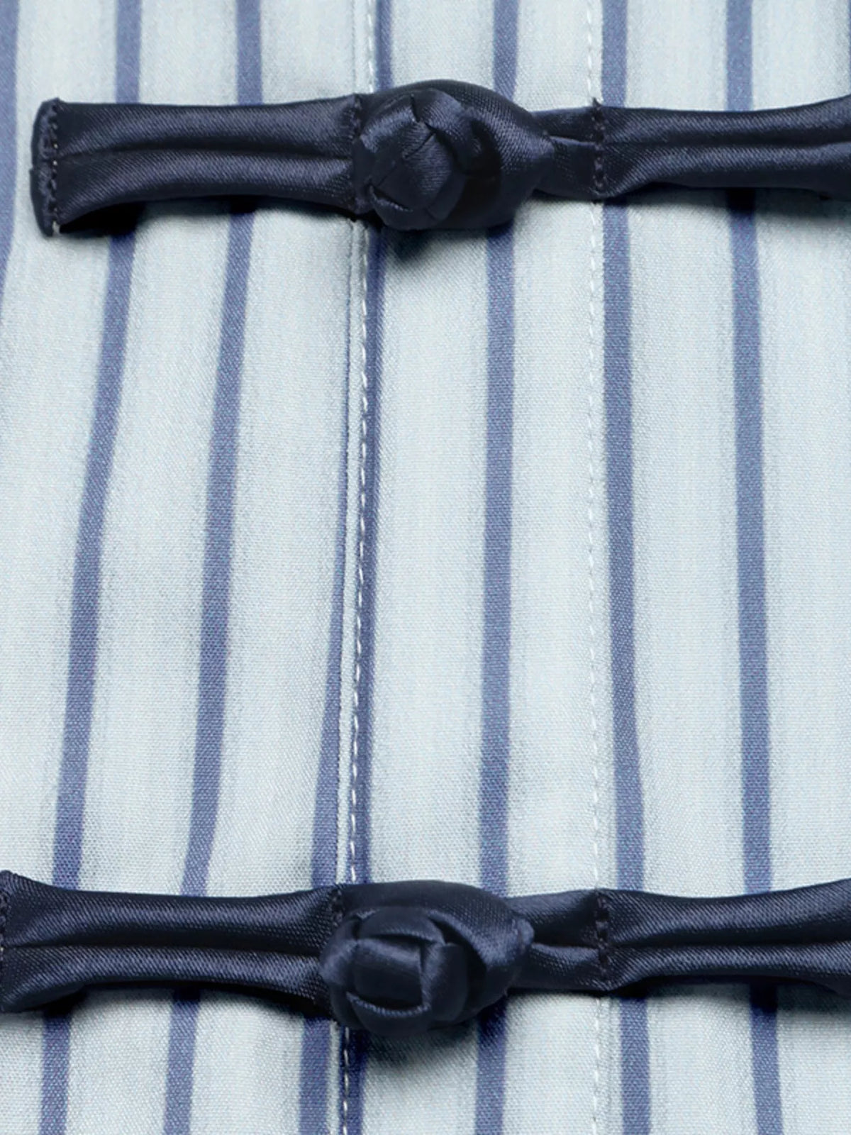 Striped Mandarin Knot Buttons Peplum Hem Shirt