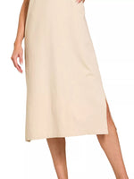 Zenana Round Neck Side Slit Midi Dress