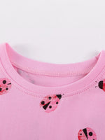 Children's Ladybug Print Ruffle Hem Top & Capri Leggings Set