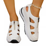 Cutout Zipper Wedge Sneakers