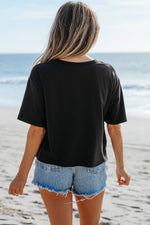 Checkered Peace Sign Round Neck T-Shirt