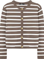 Striped Button-Up Cardigan