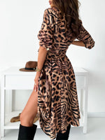 Printed Tie Waist Midi Dress