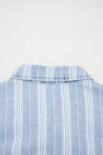 Stripe Boyfriend Chest Pocket Classic Denim Shacket