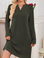 Casual Ribbed Knit Long Sleeve Dress