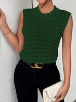 Hollow Out Round Neck Knit Tank