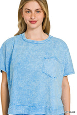 Zenana Halo Snow Washed Boxy Top & Shorts Set