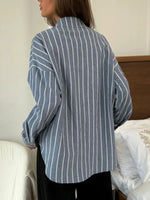 Striped Collared Neck Long Sleeve Shirt