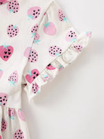 Children's Strawberry Print Ruffle Sleeve Casual Dress