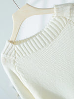 Ribbed Knit Boat Neck Sweater