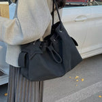 Chic Drawstring Bucket Handbag with Star Charm