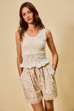 SO ME Scallop Ribbed Sleeveless Knit Top