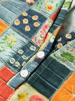 Floral Half Placket Notched Blouse
