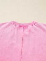 Mineral Wash Crossed Crew Neck Drop Shoulder Loose Sweatshirt